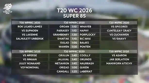 T20 WC 2026 Super 8s schedule
